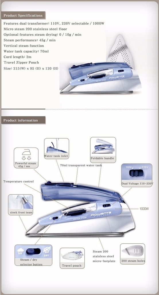 Bàn là hơi nước mini Rowenta DA1510