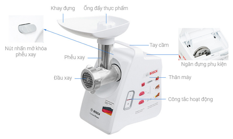 MÁY XAY THỊT, LÀM BÚN MỲ, LÀM BÁNH BOSCH MFW3502W