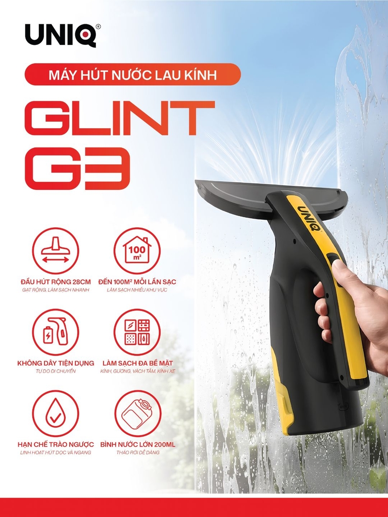 Máy hút nước lau kính cầm tay không dây UNIQ Glint G3