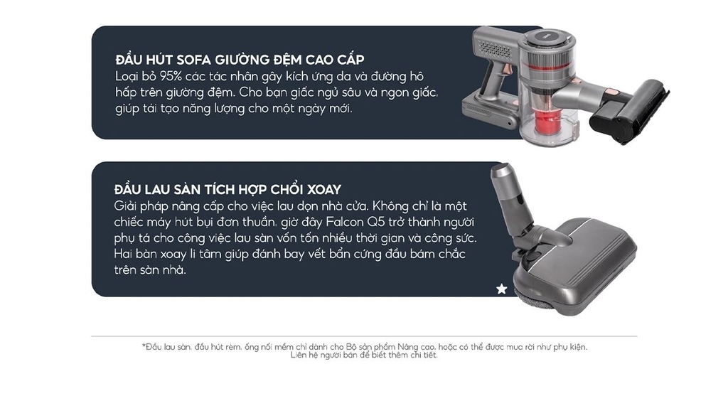 Máy hút bụi cầm tay không dây UNIQ Falcon Q5 cao cấp động cơ BLDC