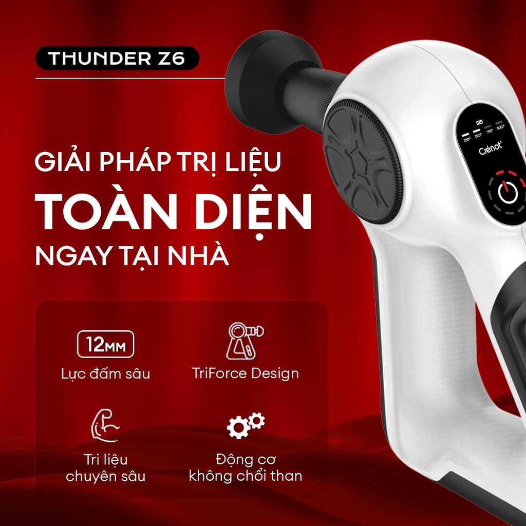 Máy massage cầm tay cao cấp Crenot Thunder Z6 máy massage mini mát xa toàn thân đấm lưng cổ vai gáy
