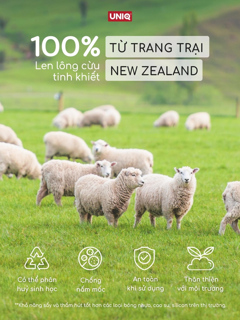 Bóng sấy quần áo len lông cừu UNIQ Sunny banh giúp khô nhanh tiết kiệm điện chống nhăn thơm quần áo cho máy sấy giặt