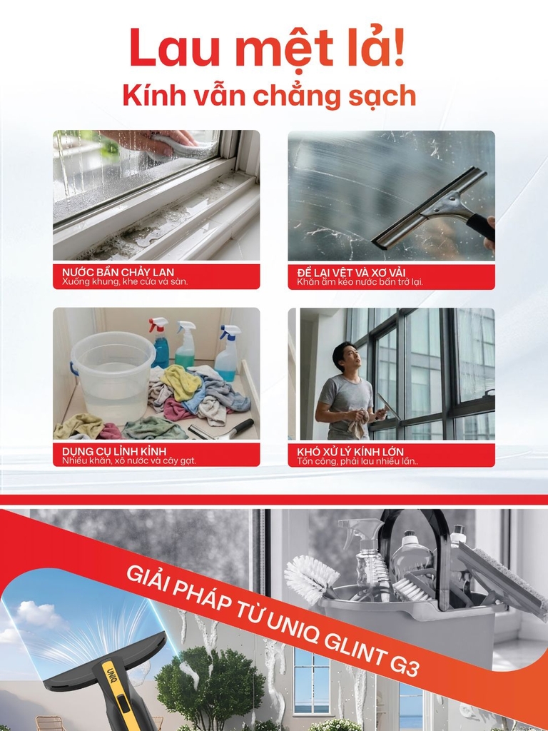 Máy hút nước lau kính cầm tay không dây UNIQ Glint G3