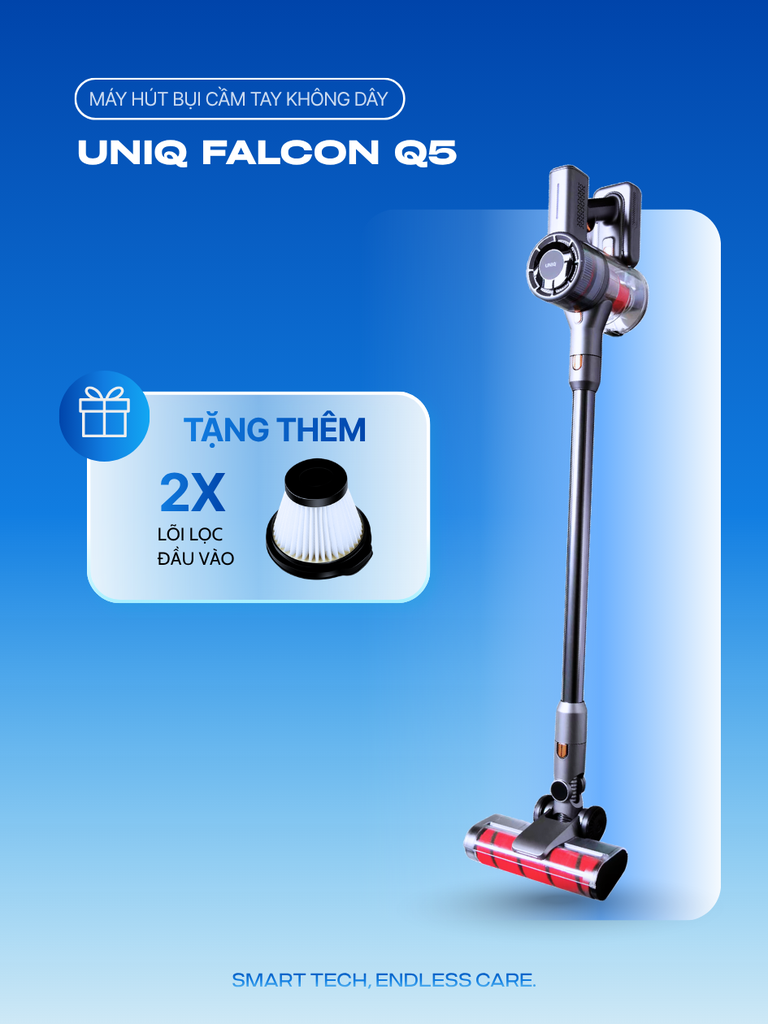 Máy hút bụi cầm tay không dây UNIQ Falcon Q5 cây hút bụi lau nhà mini gia đình đa năng ô tô ga giường sofa nệm