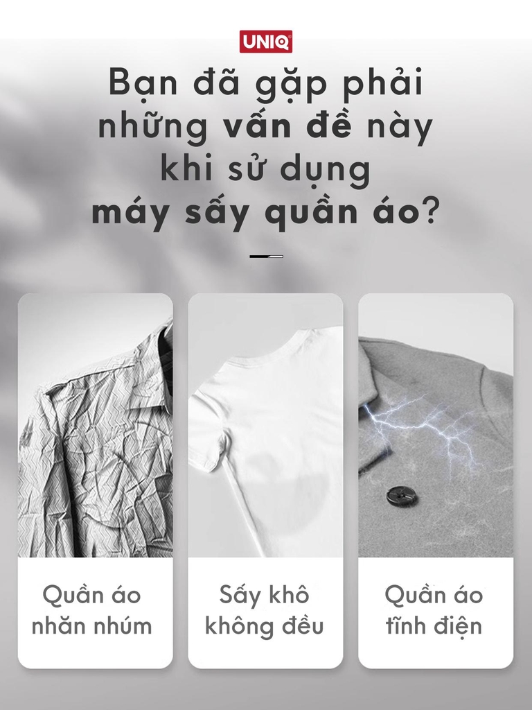 Bóng sấy quần áo len lông cừu UNIQ Sunny banh giúp khô nhanh tiết kiệm điện chống nhăn thơm quần áo cho máy sấy giặt