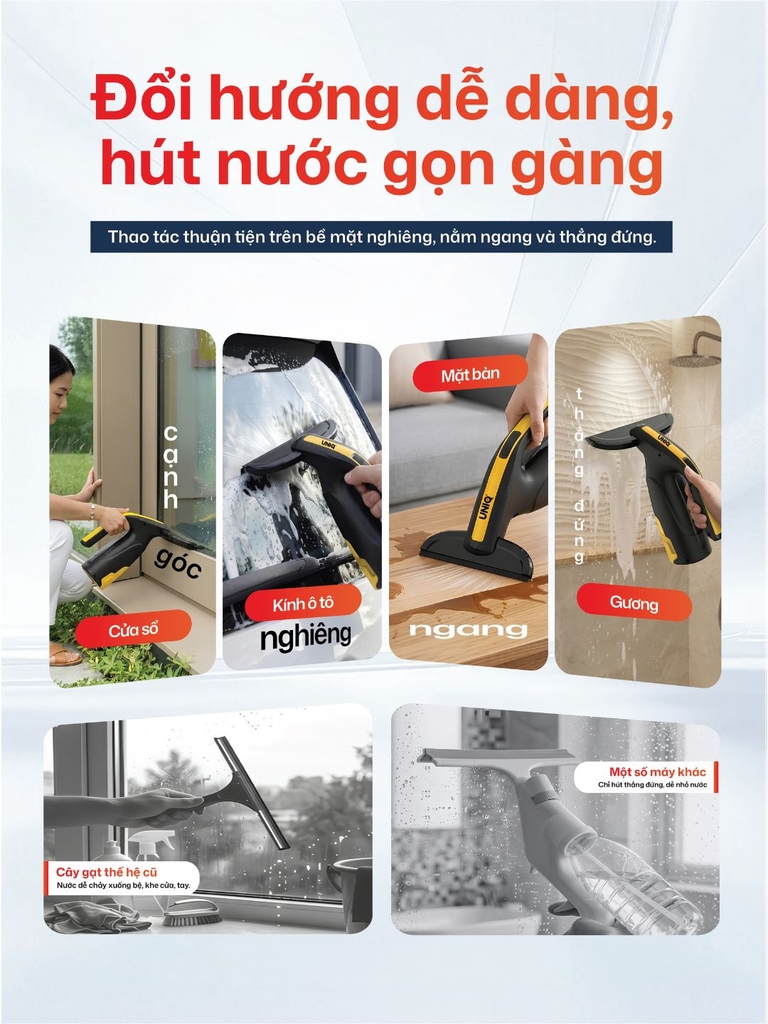 Máy hút nước lau kính cầm tay không dây UNIQ Glint G3