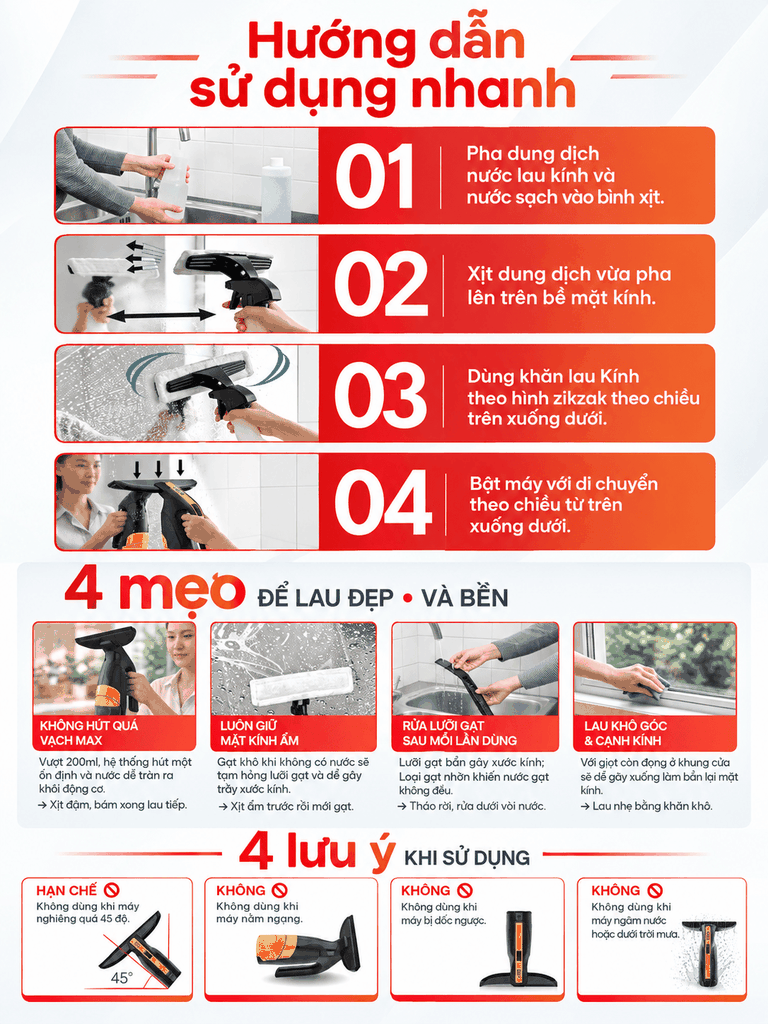 Máy hút nước lau kính cầm tay không dây UNIQ Glint G3