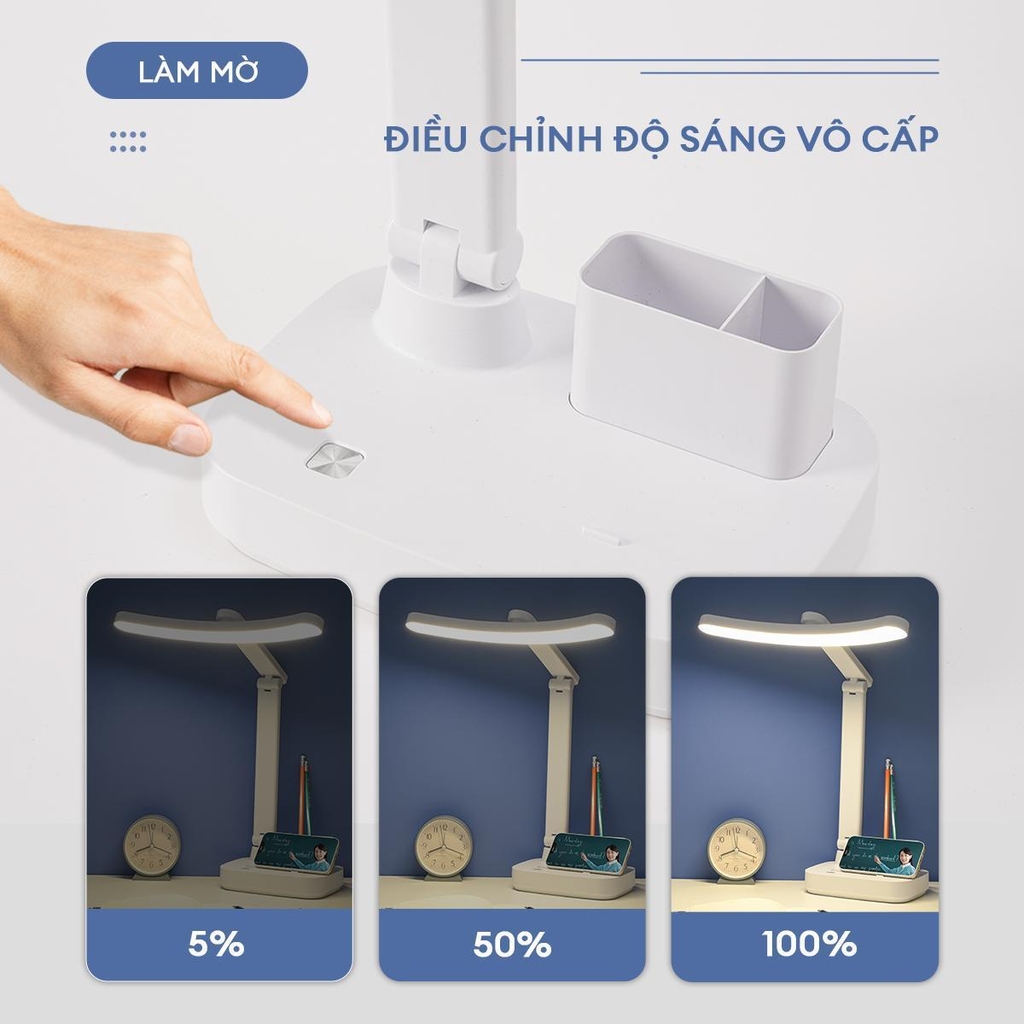 Đèn học, đọc sách, làm việc UNIQ SOLAR E7 chống cận để bàn bảo vệ mắt