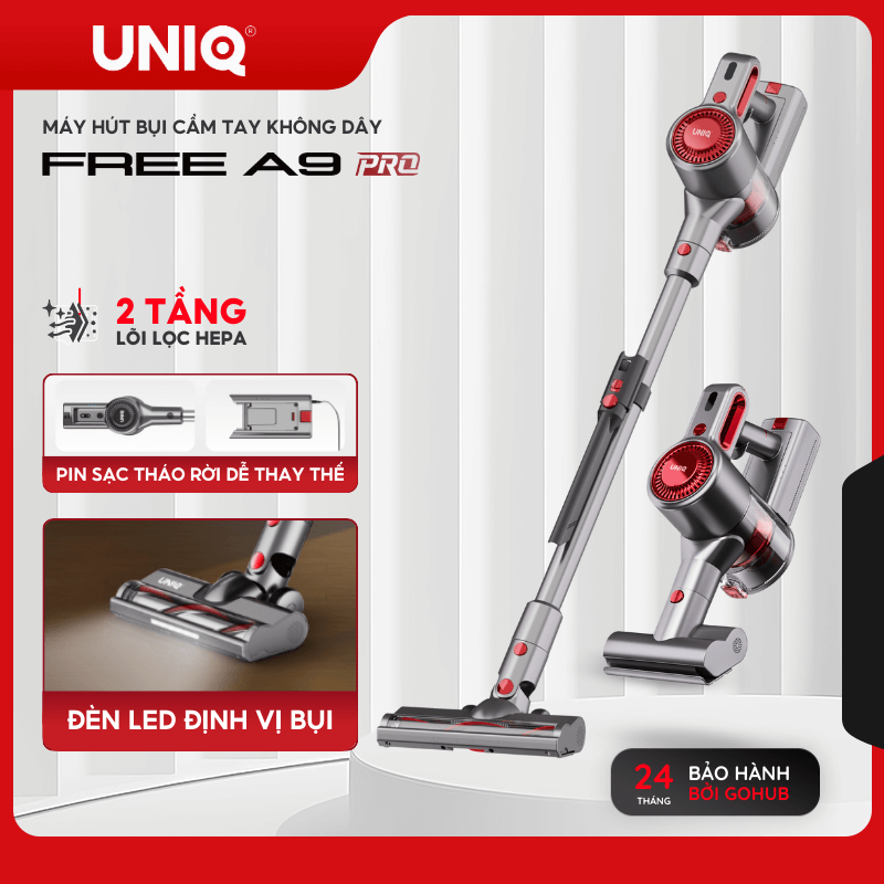 Máy hút bụi cầm tay không dây UNIQ Free A9 Pro máy hút bụi mini gia đình đa năng cây hút bụi xe ô tô ga giường sofa nệm