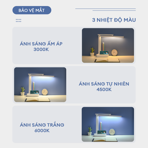 Đèn học, đọc sách, làm việc UNIQ SOLAR E7 chống cận để bàn bảo vệ mắt