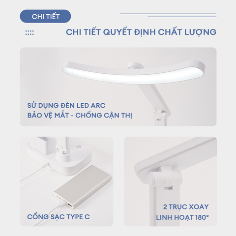 Đèn học, đọc sách, làm việc UNIQ SOLAR E7 chống cận để bàn bảo vệ mắt