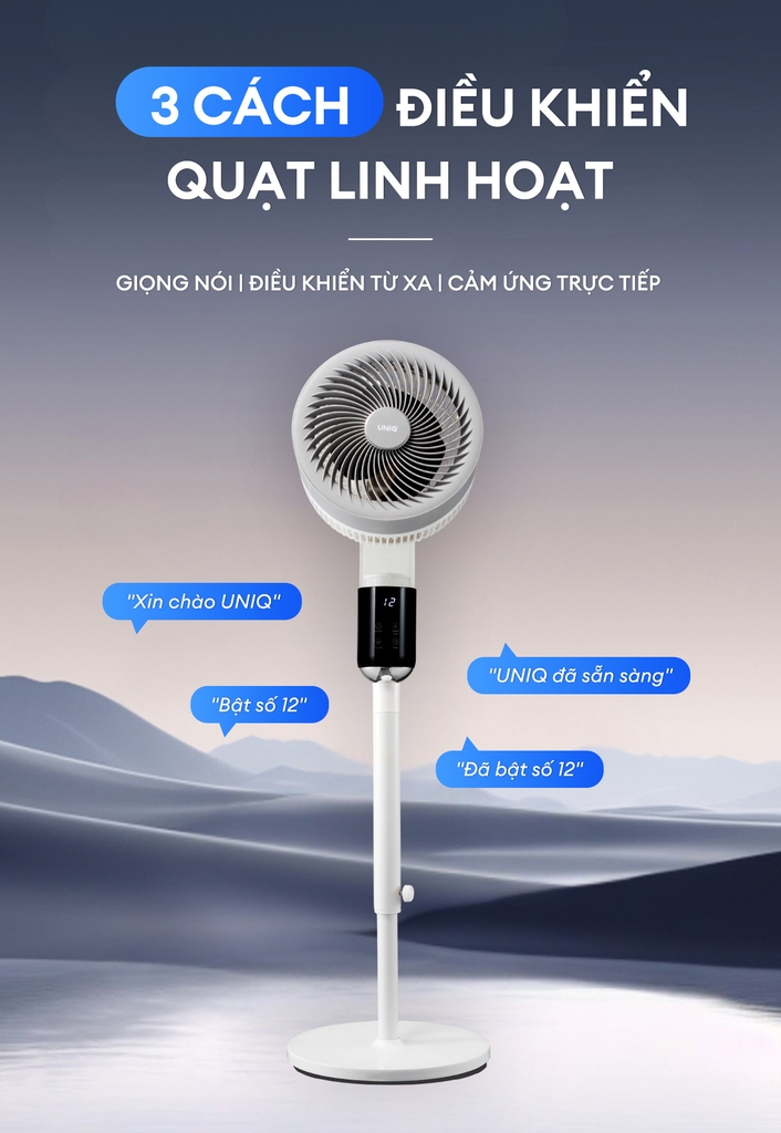 Quạt đối lưu không khí điều khiển bằng giọng nói UNIQ Flow C6