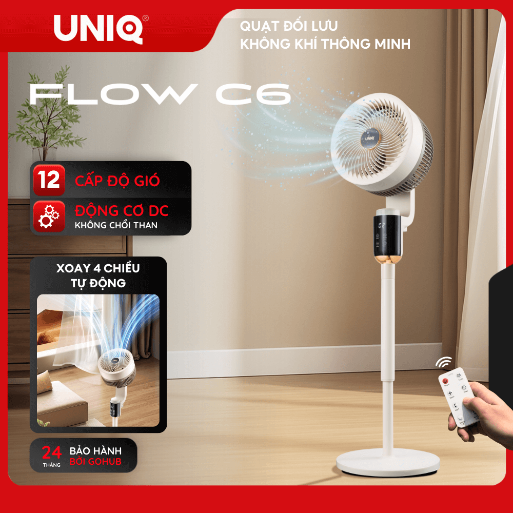 Quạt đối lưu không khí điều khiển bằng giọng nói UNIQ Flow C6