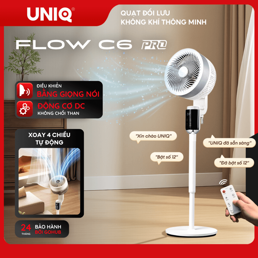 Quạt đối lưu không khí điều khiển bằng giọng nói UNIQ Flow C6 Pro