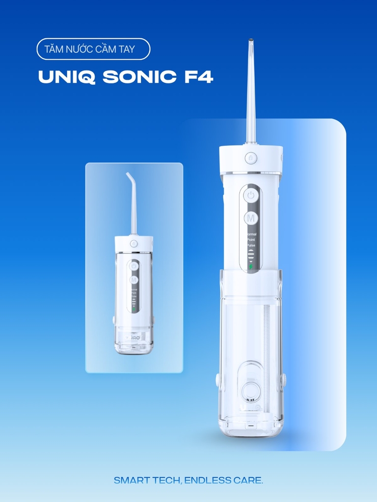 Máy tăm nước UNIQ Sonic F4 vệ sinh răng miệng tam nuoc mini gấp gọn cầm tay tăm nước du lịch nhỏ gọn chống thấm nước
