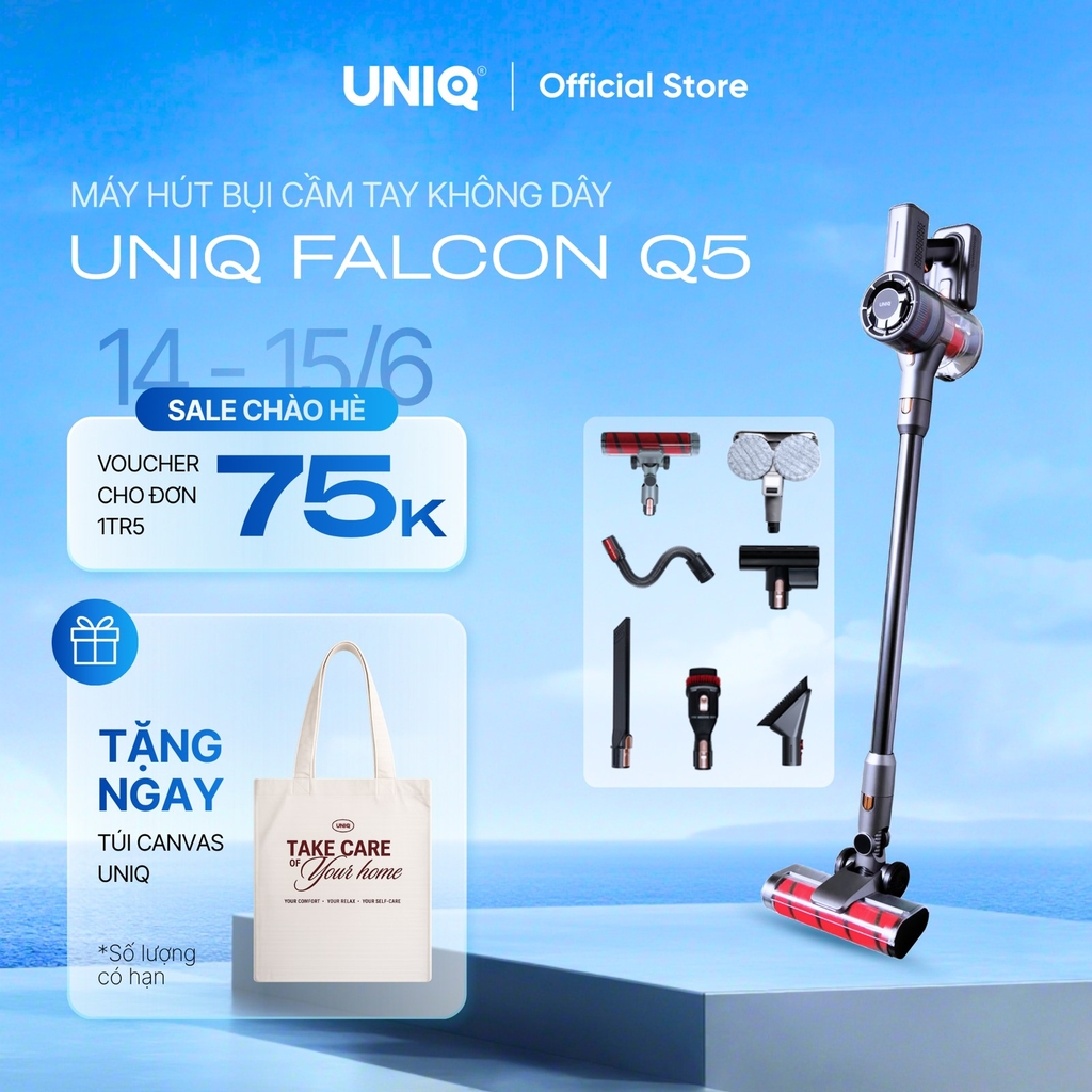 Máy hút bụi cầm tay không dây UNIQ Falcon Q5 cây hút bụi lau nhà mini gia đình đa năng ô tô ga giường sofa nệm
