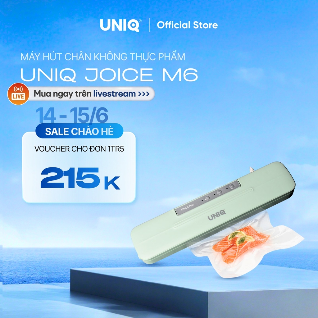 Máy hút chân không UNIQ Joice M6 65000 Pa máy ép chân không thực phẩm mini gia đình cầm tay hàn miệng túi tự động