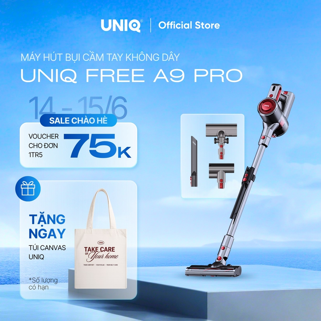 Máy hút bụi cầm tay không dây UNIQ Free A9 Pro máy hút bụi mini gia đình đa năng cây hút bụi xe ô tô ga giường sofa nệm