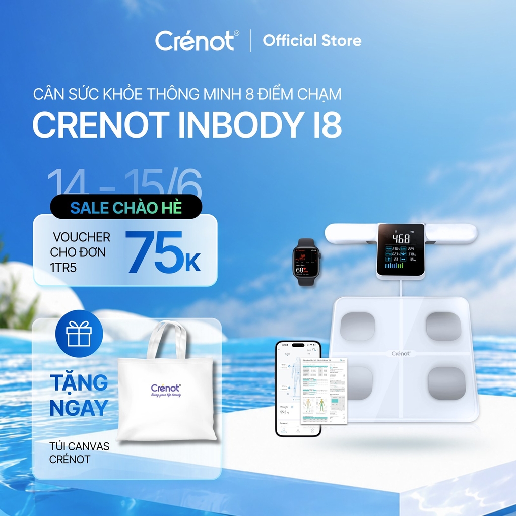 Cân sức khỏe điện tử Crenot inBody i8 cân phân tích lượng mỡ đo 31 chỉ số cơ thể thông minh cân y tế điện tử mini