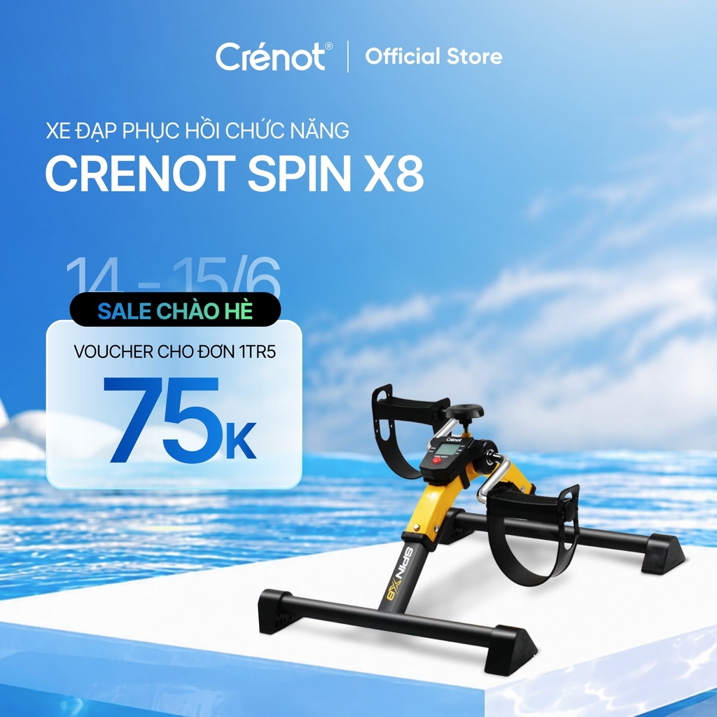 Xe đạp thể dục gấp gọn mini Crenot Spin X8 phục hồi chức năng cho người già trấn thương tập luyện tại chỗ tại nhà dân văn phòng