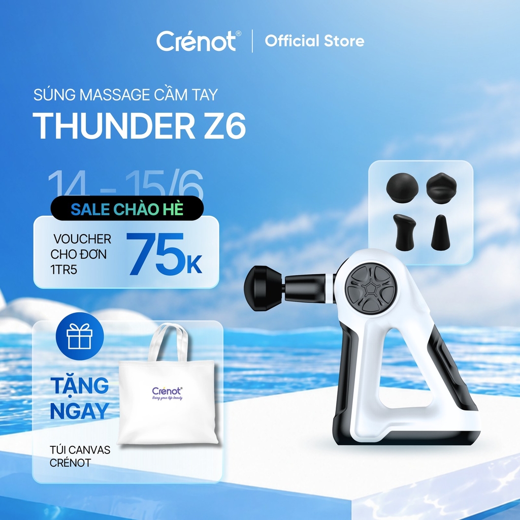 Máy massage cầm tay cao cấp Crenot Thunder Z6 máy massage mini mát xa toàn thân đấm lưng cổ vai gáy