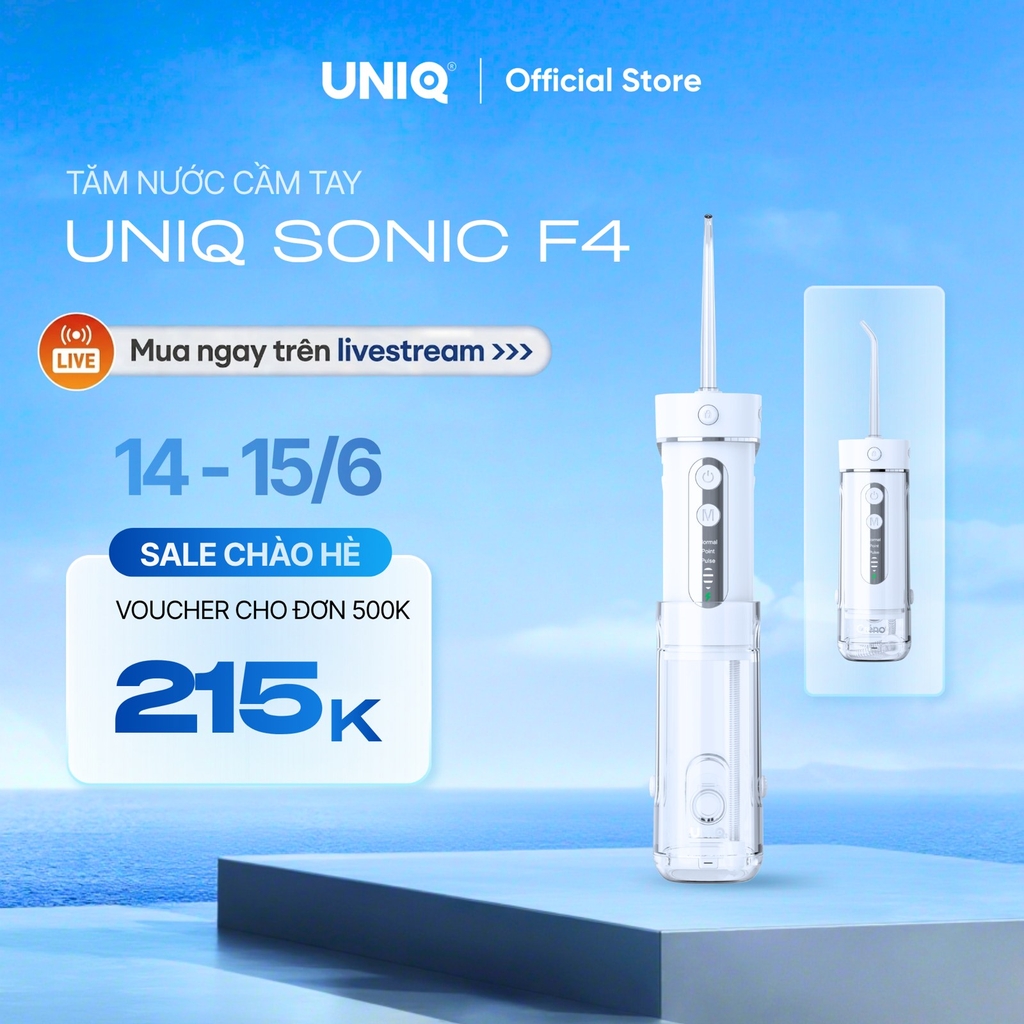 Máy tăm nước UNIQ Sonic F4 vệ sinh răng miệng tam nuoc mini gấp gọn cầm tay tăm nước du lịch nhỏ gọn chống thấm nước