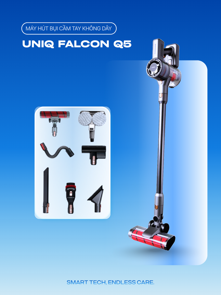 Máy hút bụi cầm tay không dây UNIQ Falcon Q5 cây hút bụi lau nhà mini gia đình đa năng ô tô ga giường sofa nệm