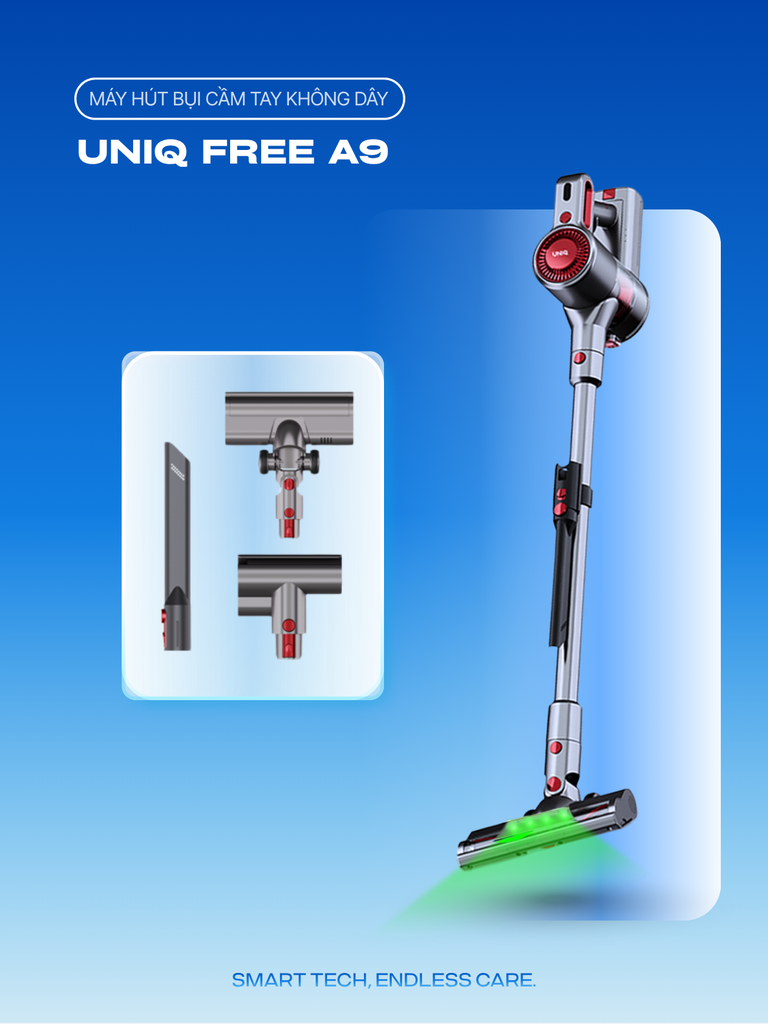 Máy hút bụi cầm tay không dây UNIQ Free A9 Pro máy hút bụi mini gia đình đa năng cây hút bụi xe ô tô ga giường sofa nệm