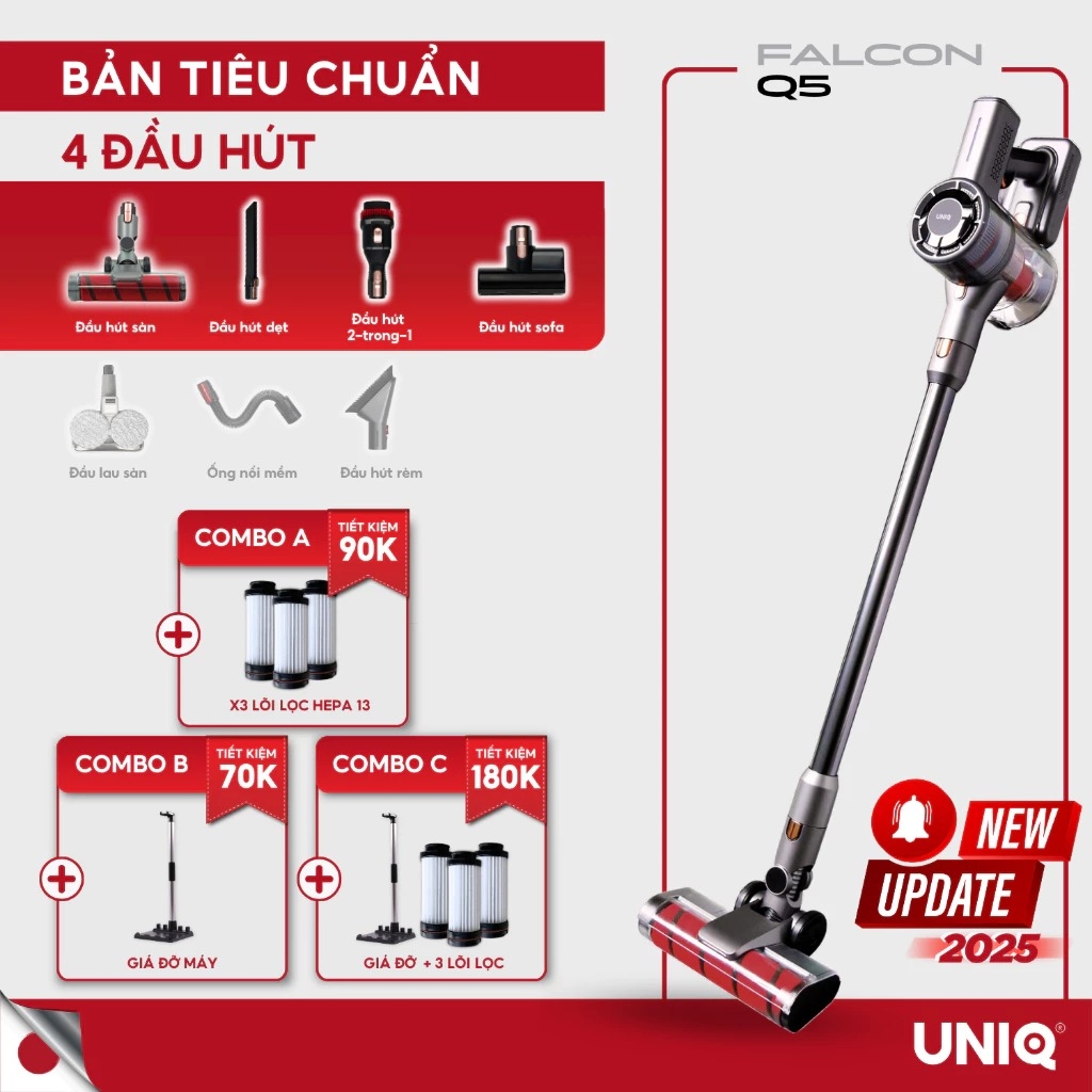 Máy hút bụi cầm tay không dây UNIQ Falcon Q5 cây hút bụi lau nhà mini gia đình đa năng ô tô ga giường sofa nệm