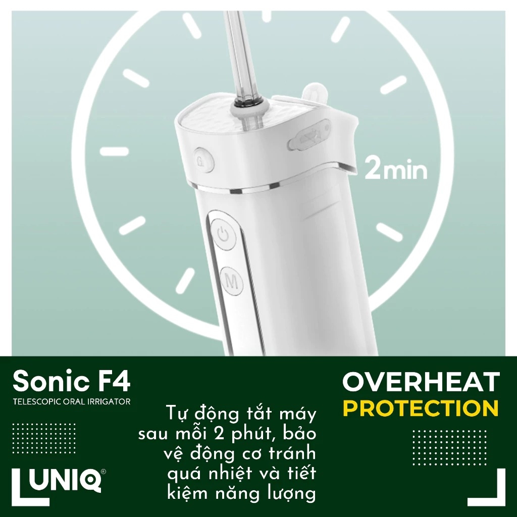 Máy tăm nước UNIQ Sonic F4 vệ sinh răng miệng tam nuoc mini gấp gọn cầm tay tăm nước du lịch nhỏ gọn chống thấm nước