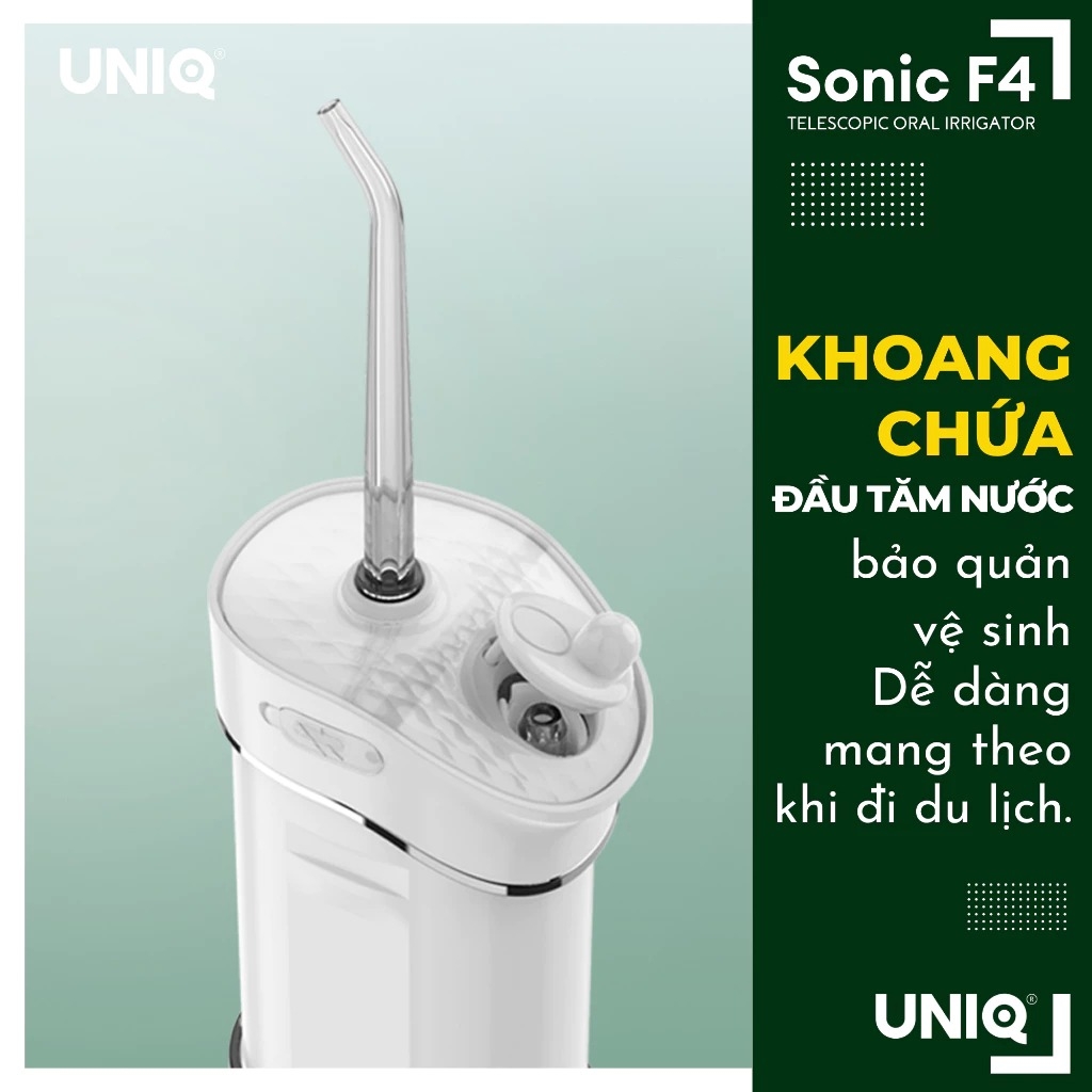 Máy tăm nước UNIQ Sonic F4 vệ sinh răng miệng tam nuoc mini gấp gọn cầm tay tăm nước du lịch nhỏ gọn chống thấm nước