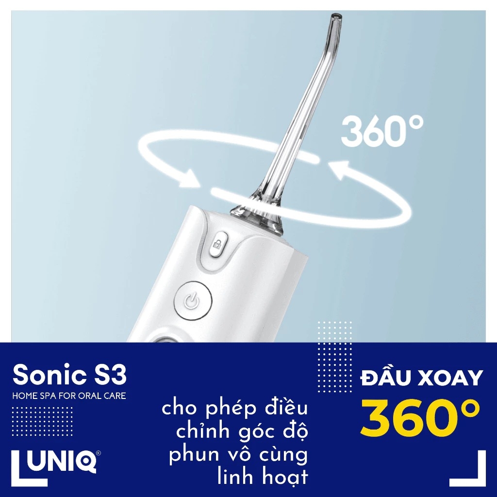 Máy tăm nước UNIQ Sonic S3 vệ sinh răng miệng tam nuoc mini nhỏ gọn cầm tay tăm nước du lịch chống thấm nước