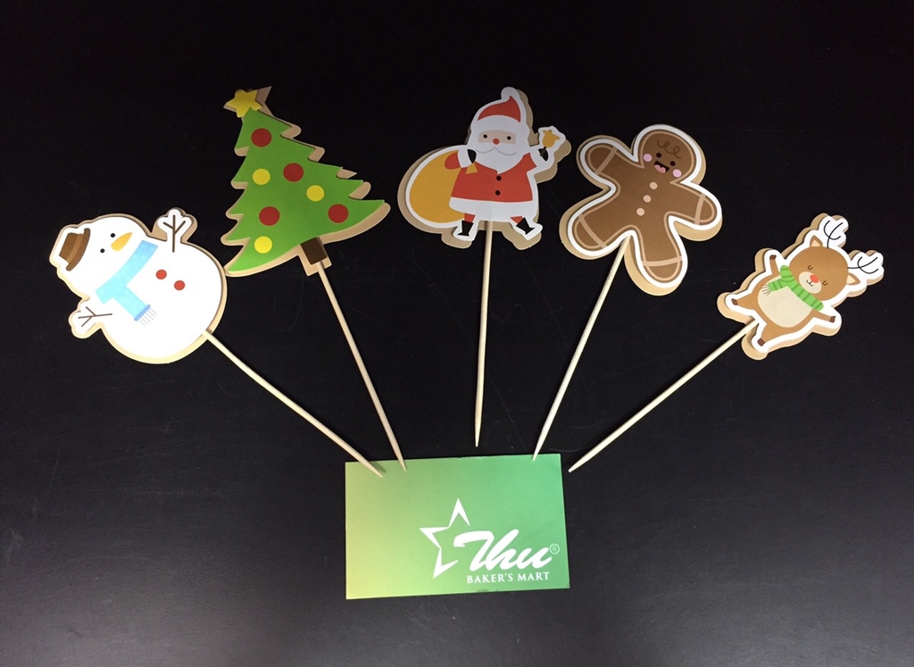 Tem cắm bánh chủ đề noel