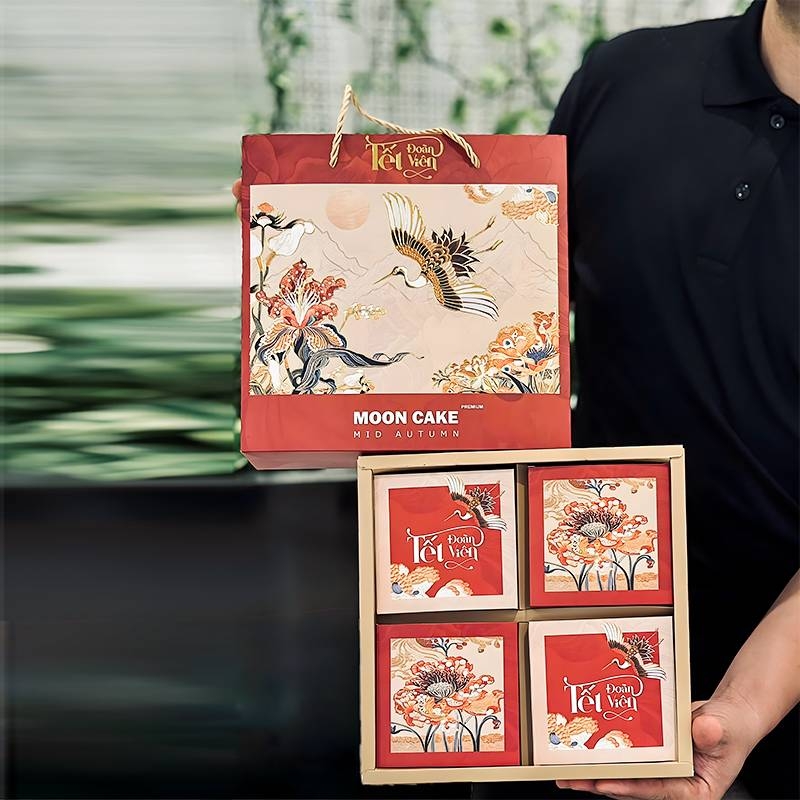 Hộp trung thu 4 bánh sang trọng