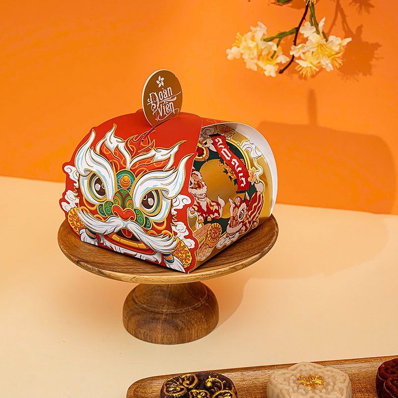 Hộp trung thu 1 bánh Hồng Lân thiết kế tinh xảo