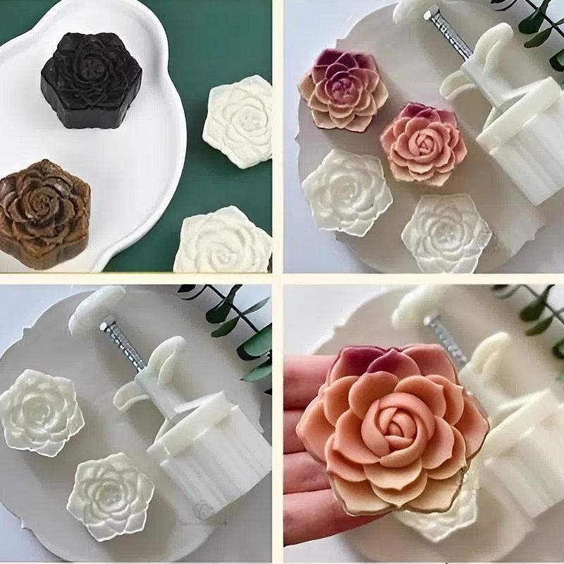 Khuôn bánh trung thu hoa hồng 2 mặt 150gr - 180gr