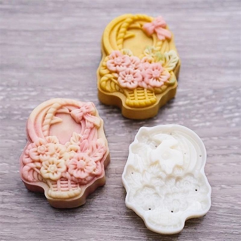 Khuôn bánh trung thu giỏ hoa 50gr