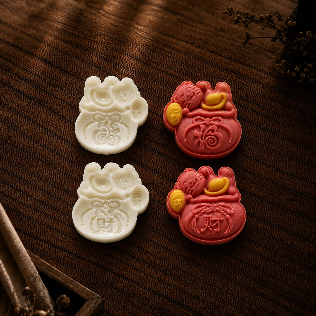 Khuôn trung thu Mèo Nằm Túi 50gr 2 mặt tạo hình mèo tài lộc đáng yêu cho bánh Trung Thu mini