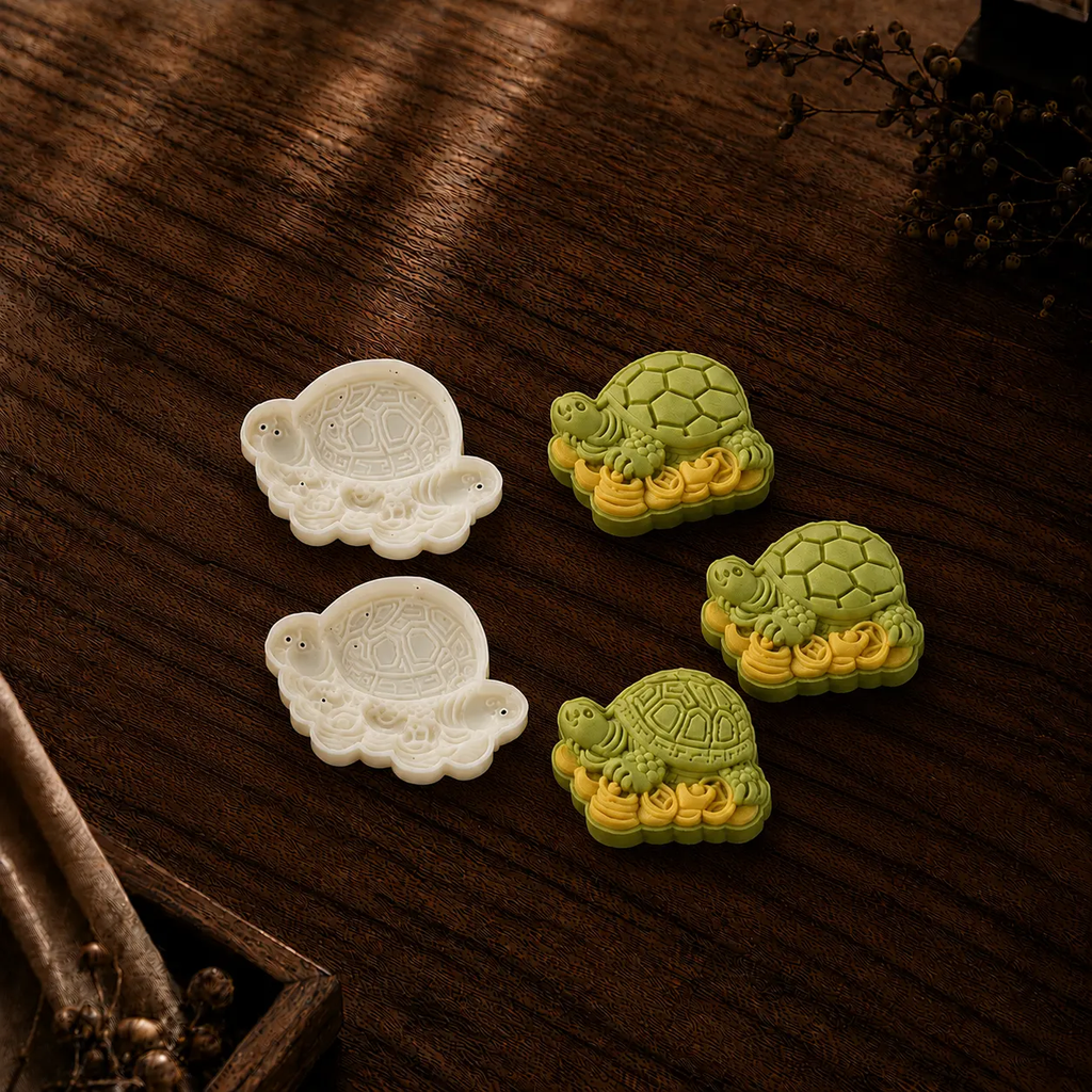 Khuôn bánh trung thu 50gr 2 mặt Quy Kim Tiền hình rùa tạo bánh mini mang ý nghĩa tài lộc