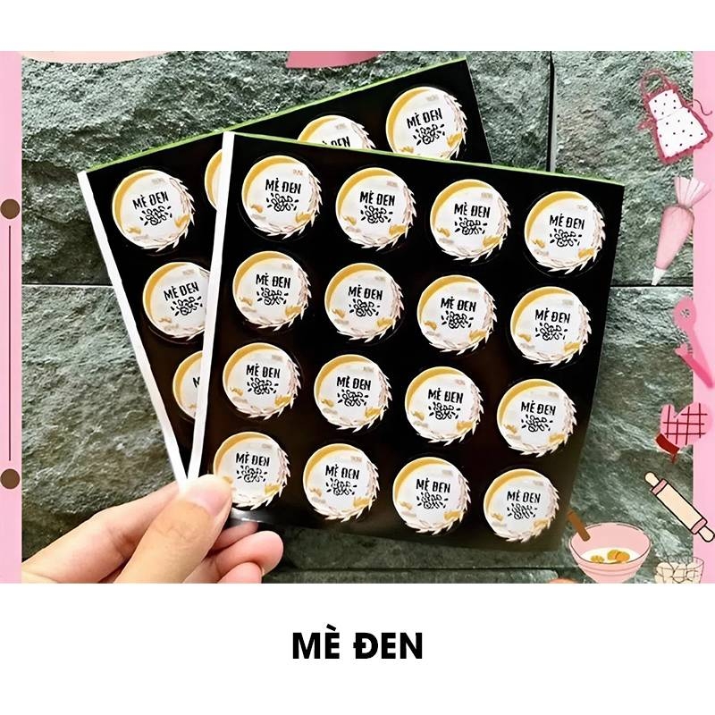 Tem dán bánh trung thu nhân mè đen