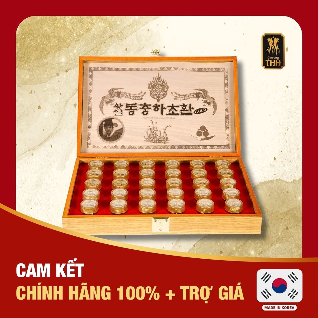 Đông Trùng Hạ Thảo Hộp Gỗ Vàng 30 Viên