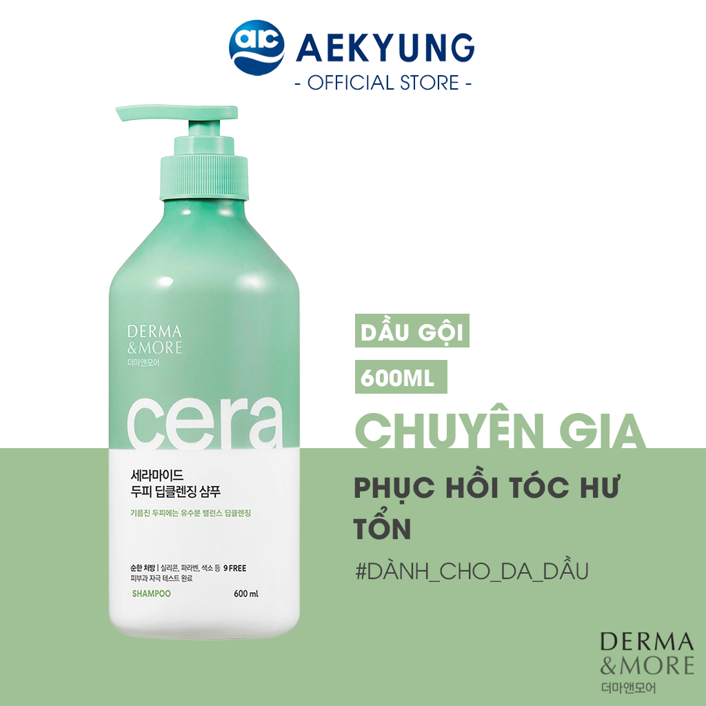 [DERMA & MORE] DẦU GỘI CERAMIDE LÀM SẠCH SÂU CHO DA ĐẦU NHỜN 600ML PTL Vina