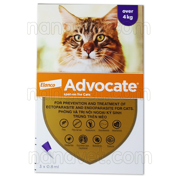 Advocate Cat over 4kg 0.8ml - thuốc trị nội ngoại kí sinh trùng cho mèo lớn hơn 4kg (BS)