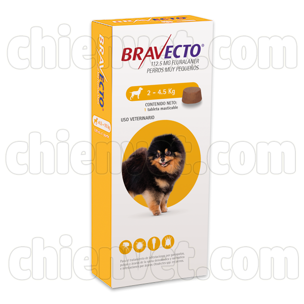 Bravecto cho chó 2-4.5kg - thuốc phòng trị ve, bọ chét, ghẻ Demodex