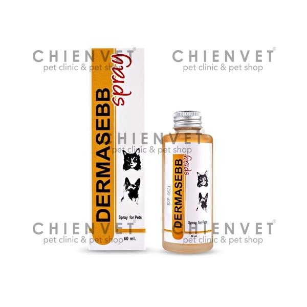 Dermasebb Spray 60ml - Thuốc xịt trị nấm, viêm da cho chó mèo