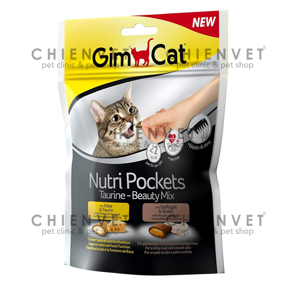 Gimcat Nutri Pockets Taurine-beauty Mix 150gr - bánh thưởng cho mèo