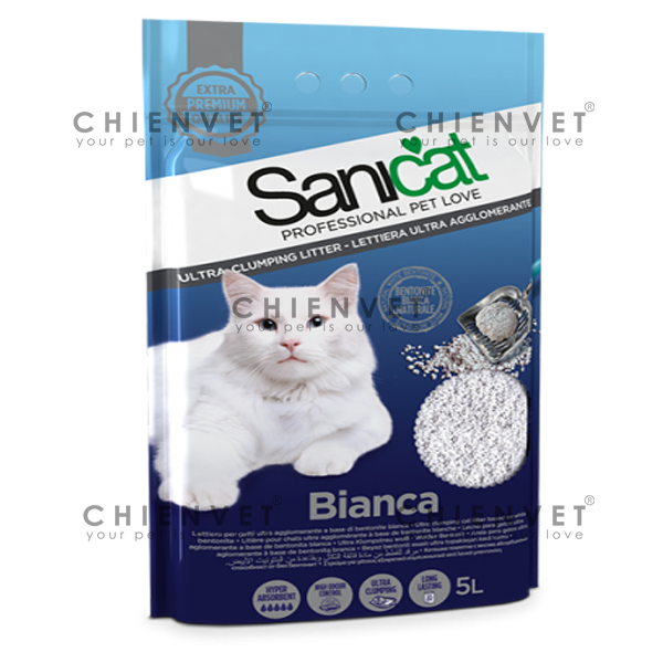 Sanicat Bentonite - Cát vệ sinh hạt trắng 5L