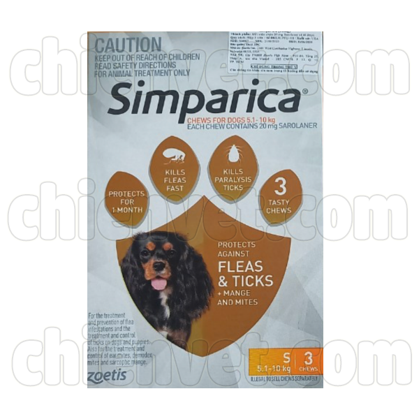 Simparica 20mg - Thuốc uống trị ve và bọ chét cho chó 5.1-10kg