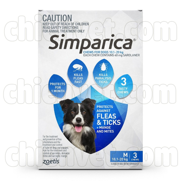 Simparica 40mg Sarolaner - Thuốc uống trị ve và bọ chét cho chó 10.1-20kg