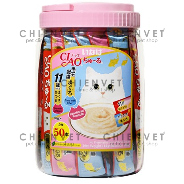 TSC-14T Thức ăn cho mèo Ciao Tuna with Collagen and Fiber 14gx50pcs